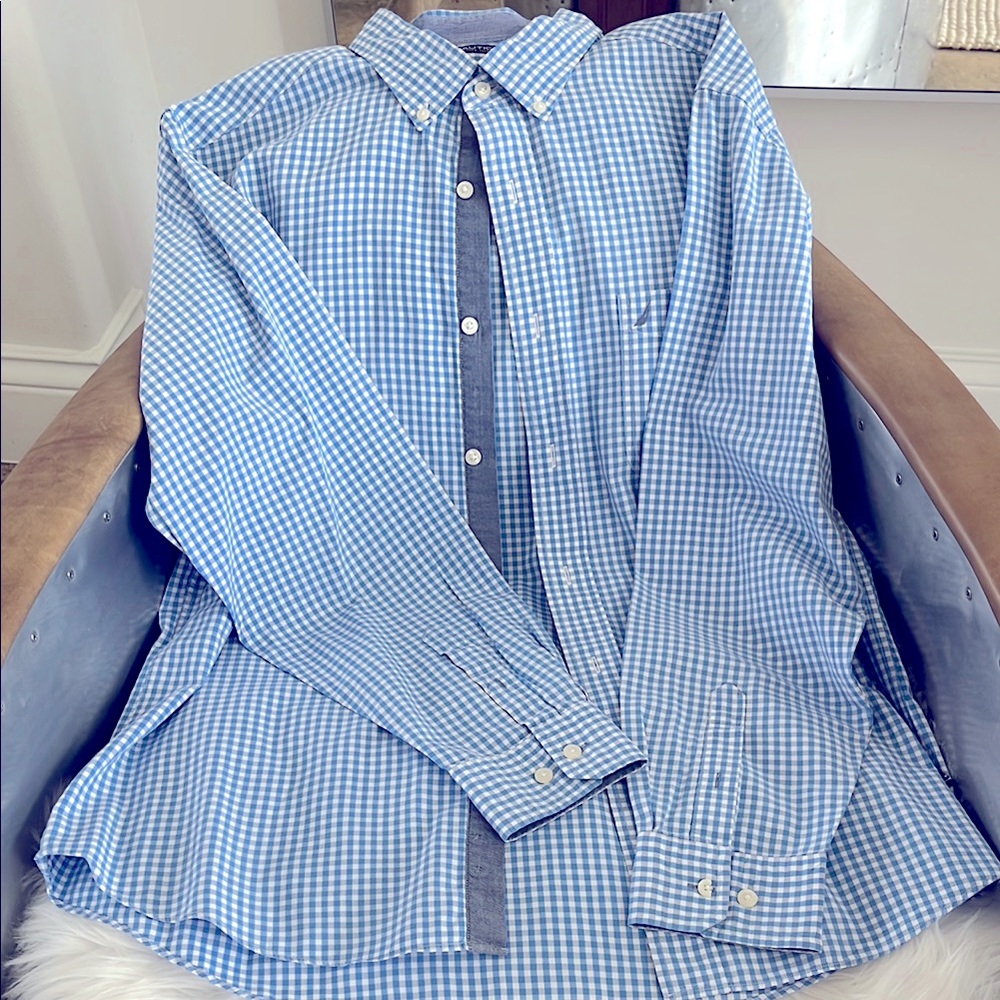 Nautica Blue Checkered Men's Shirt